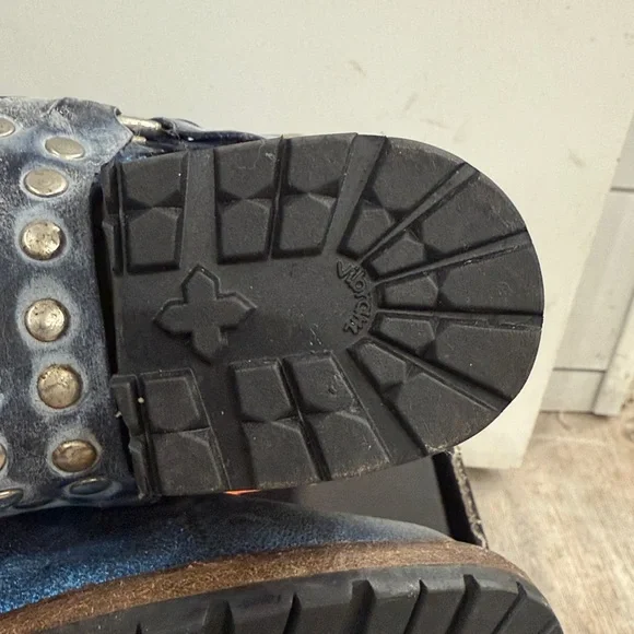 Freebird Metallic Blue Ramone Motorcycle Studded Harness Moto Boots 8 - Picture 11 of 11